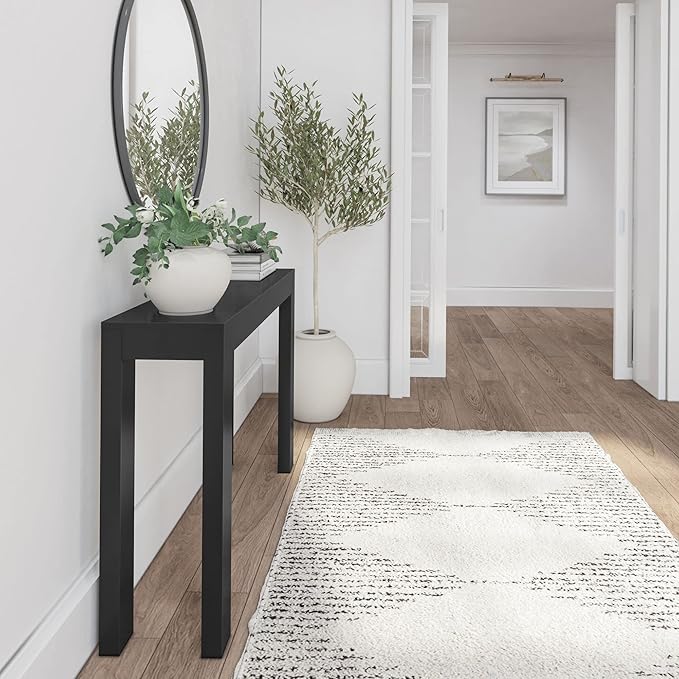 Plank+Beam Modern Solid Wood Console Table, 46.25 Inch, Sofa Table, Narrow Entryway Table for Hallway, Behind The Couch, Living Room, Foyer, Easy Assembly, Black