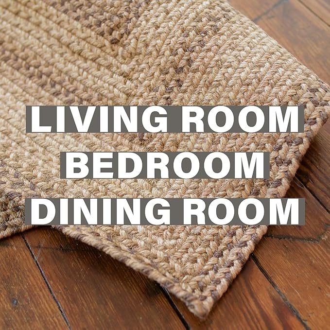 Cookie Dough Braided Area Rug 6x9' - Rustic Farmhouse Rugs for Living Room, Dining Room and Bedroom