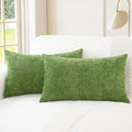 CaliTime Throw Pillow Covers Decorative 16 X 26 Inches Pack of 2 Cozy Chenille Cushion Cases for Couch Sofa Bed Living Room Home Forest Green