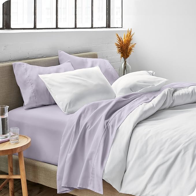 Bare Home Queen Sheet Set - 1800 Ultra-Soft Microfiber Queen Bed Sheets - Double Brushed - Deep Pockets - Easy Fit - 4 Piece Set - Bed Sheets (Queen, Light Lavender)