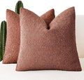 Foindtower Pack of 2, Decorative Textured Boucle Throw Pillow Covers Accent Solid Pillow Cases Cozy Soft Couch Cushion Case for Chair Sofa Bedroom Living Room Home Decor 22x22 Inch Orange Rust Red