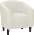 Yaheetech Accent Barrel Chair, Corduroy Fabric Club Chair, Furry Sherpa Elegant Armchair with Cozy Soft Padded, Suitable for Living Room Bedroom Reception Room Office, Beige