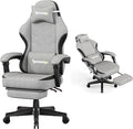 Gaming Chair,Fabric Computer Chair with Pocket Spring Cushion,400 lb Load Capacity,Ergonomic Office Chair with Footrest,Height Adjustable Video Gamer Chair with Lumbar Support (Grey)