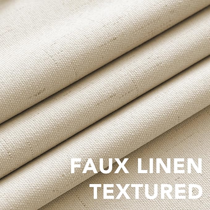 H.VERSAILTEX 100% Blackout Curtains for Bedroom Thermal Insulated Linen Textured Curtains Heat and Full Light Blocking Drapes Living Room Curtains 2 Panel Sets, Bleached Sand, 52x72 Inch