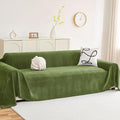 hyha Couch Cover for Dogs, Boho Sofa Covers for 3 Cushion Couch Washable, Chenille Sofa Slipcover for Pets, Soft Loveseat Sectional Couch Throw Blankets with Tassels (Green, 88.5x118 Inch)