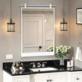 24x36 Inch Rectangle Bathroom Vanity Mirror for Wall Mounted Over Sink Farmhouse Rustic White Frame Barn Door Mirrors Foyer Entryway Decor