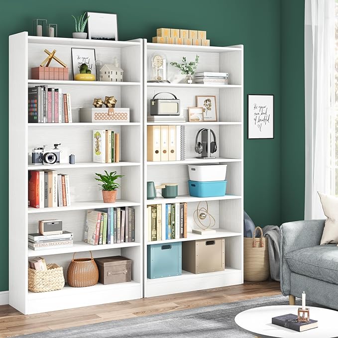 Tribesigns 78-inch Tall Bookcase, Modern 7-Tier White Library Bookshelf with Storage Shelves, Large Open Bookcases Display Shelving Unit for Bedroom Living Room Office