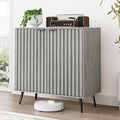 Smuxee Freestanding Fluted Sideboard, Grey Wash Buffet with Wood Storage, Adjustable Shelf for Living Room, Entryway, Hallway
