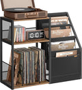 VASAGLE Record Player Stand, 3-Tier Side Table, Vinyl Record Storage up to 140 Albums, End Table for Living Room, Bedroom, Rustic Brown ULET276K01