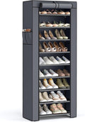 SONGMICS Shoe Rack with Non-Woven Fabric Cover, 9 Tier Storage Shelf for 27-35 Pairs of Shoes, Entryway, Suitable for Sneakers, High Heels, Flats, and Boots, Grey URXJ10G