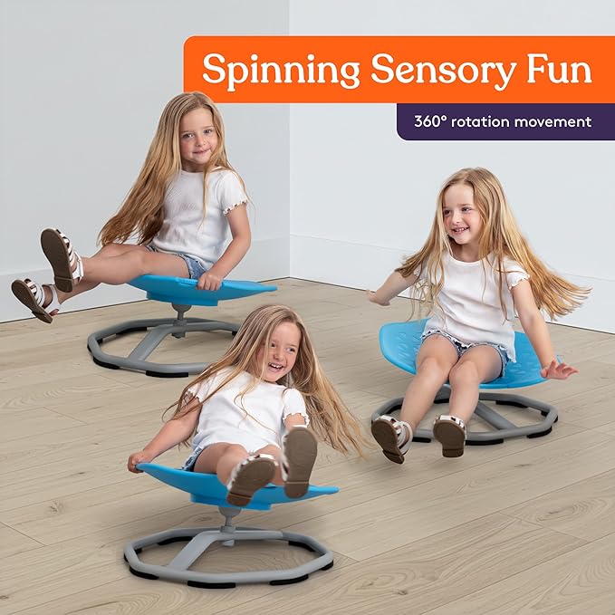 Special Supplies Spinning Chair for Kids- Versatile Kids Sit and Spin Sensory Chair for Training Body Coordination - Sensory Swivel Chair for Playroom, Bedroom, or Nursery (Blue)