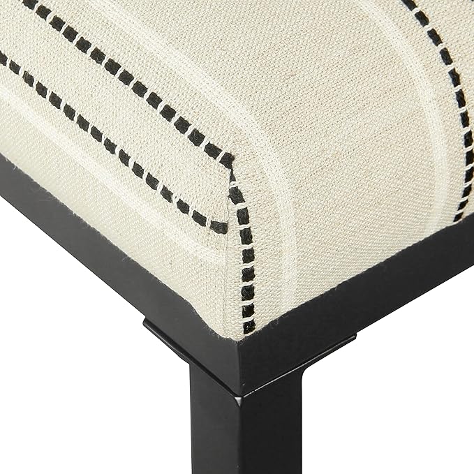 HomePop Home Decor | Modern 24-Inch Counter Stool | Backless Metal Frame Bar Stools Counter Height | Decorative Home Furniture, Black and White Stripe