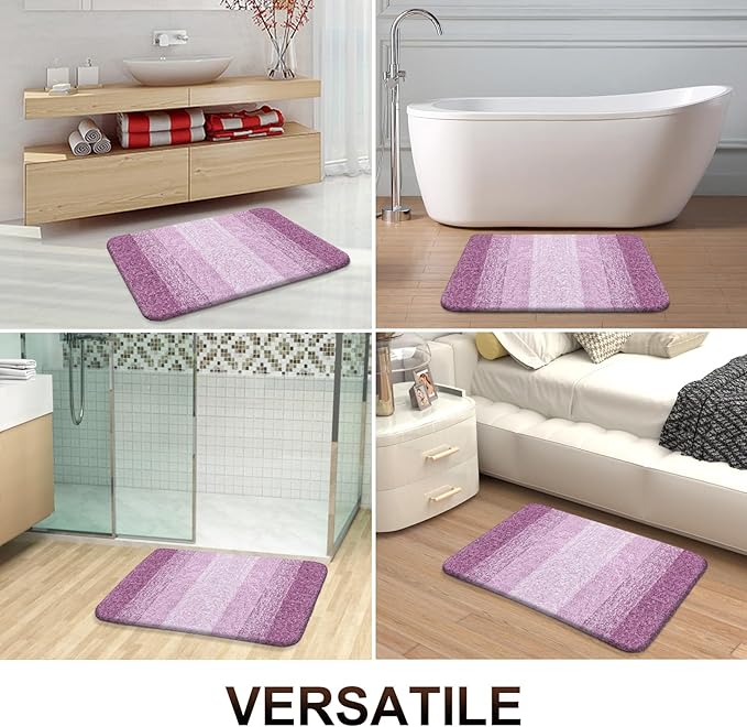 OLANLY Bathroom Rugs Mat 24x16, Extra Soft Absorbent Microfiber Bath Rugs, Rubber Backing, Quick Dry, Washable Bath Mats for Bathroom Floor, Tub and Shower, Home Decor Accessories, Pinkish-Purple