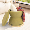 Ottoman with Storage, 360° Swivel Boucle Ottoman Vanity Stool, Upholstered Footstool with Storage Removable Lid, Modern Round Boucle Footrest Coffee Table for Living Room, Bedroom, Green