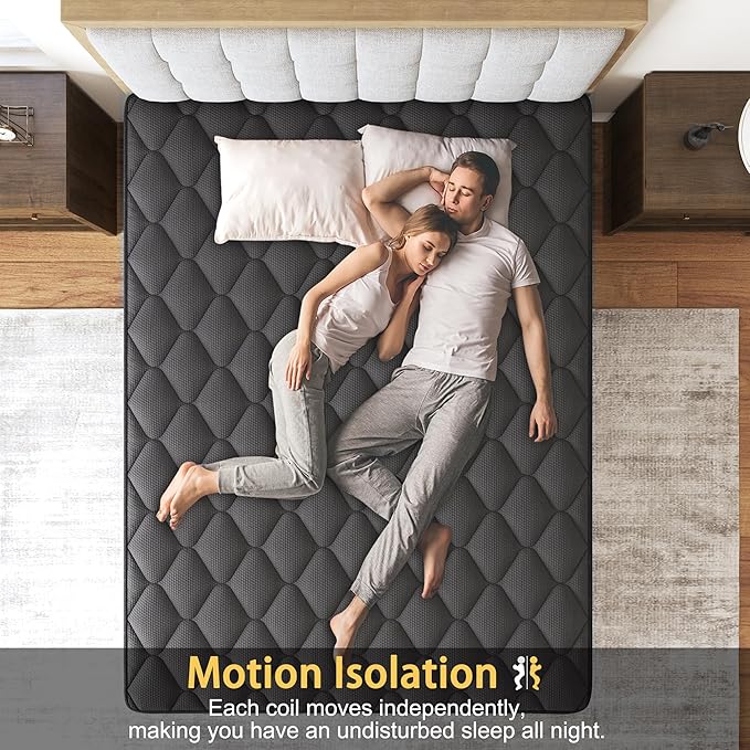 King Mattress, 10 Inch Hybrid Mattresses Medium Firm for Back & Lumbar Support, 100 Night Trial, Individual Pocket Spring Mattresses for Motion Isolation & Pressure Relief