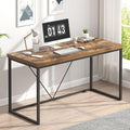 EXCEFUR Industrial Computer Desk, Wood and Metal Home Office Desk, Writing Study Work PC Table for Living Room Bedroom, Rustic Brown, 53 inch