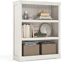 LINSY HOME 3-Tier Bookcase and Bookshelf, Small Wood Display Storage Shelves Farmhouse Bookshelf for Home Office, Living Room, Bed Room - White Oak