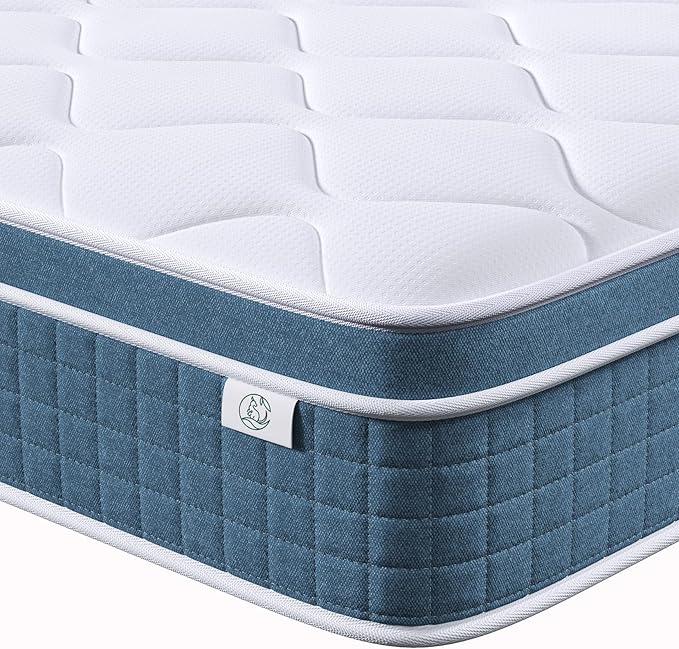 Twin Mattress 8 Inch in a Box, Fiberglass Free Hybrid Bed with Memory Foam and Pocket Spring, Breathable & Pressure Relief, Medium Firm Mattress Twin Size 75"x39"x8"