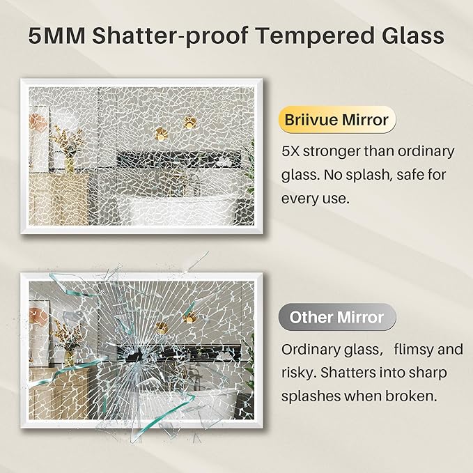 24x32 Inch White Bathroom Mirror for Wall, Thick Metal Framed Rectangle Mirrors for Over Sink, Bedroom, Living Room, Entryway, Anti-Rust, HD Tempered Glass