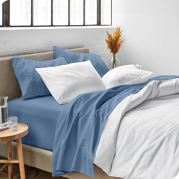 Bare Home Full XL Sheet Set - Luxury 1800 Ultra-Soft Microfiber Full Extra Long Sheets - Double Brushed - Deep Pockets - Easy Fit - 4 Piece Set - Bedding Sheets & Pillowcases (Full XL, Coronet Blue)