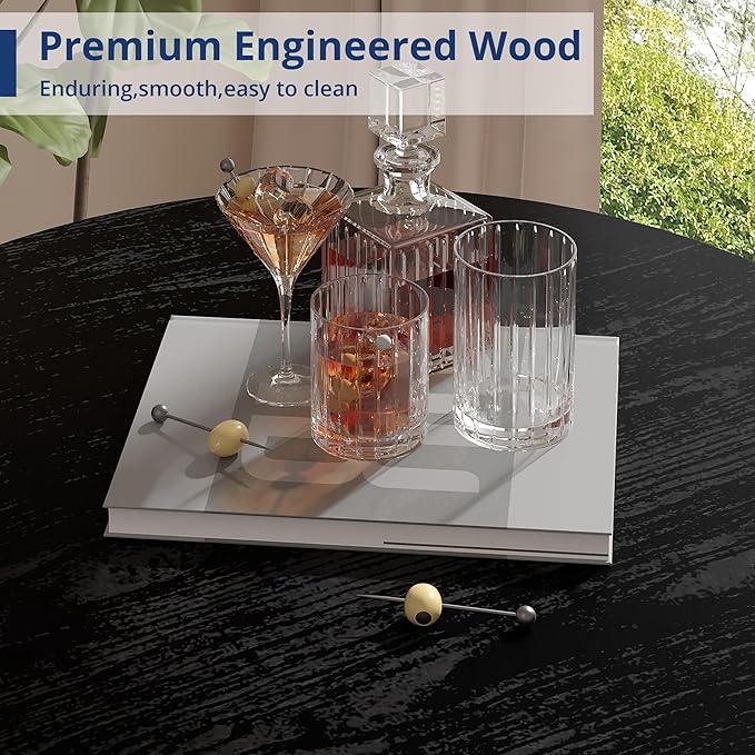 VECELO 36” High Top Bar Table, Sturdy Frame with Metal Base for Cocktail, Pub, Easy Assembly, Black