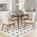 Ball & Cast 5-Piece Dining Table Set for 4,Kitchen Table Set W/ 47" Rectangle Table,Living Room Furniture W/ 4 Upholstered Chairs,for Dining Room,Kitchen,Restaurant,Walnut+Light Beige