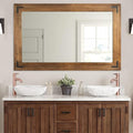 YOSHOOT Rustic Wooden Framed Wall Mirror, Natural Wood Bathroom Vanity Mirror for Farmhouse Decor, Vertical or Horizontal Hanging