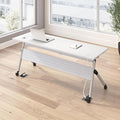Bush Business Furniture Folding Training Table, 72 inch Desk with Powered Grommets, Commercial-Grade Bundle for Office or Classroom, Envision Collection, White