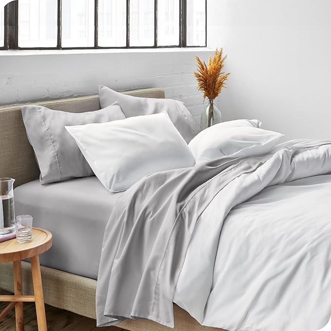 Bare Home Full Sheet Set - Luxury 1800 Ultra-Soft Microfiber Full Bed Sheets - Double Brushed - Deep Pockets - Easy Fit - 4 Piece Set - Bedding Sheets & Pillowcases (Full, Light Grey)