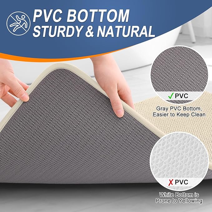 OLANLY Thick Memory Foam Bath Mat Rug 36x24, Extra Soft Absorbent Bathroom Rug, Quick Dry Bath Mats, Non-Slip, Machine Washable Carpet for Bathroom, Tub and Shower, Home Decor Accessories, Sand