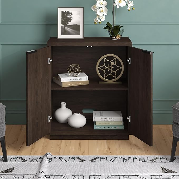 Henn&Hart 28" Wide Rectangular Accent Cabinet in Alder Brown, for Home, Living Room, Bedroom, Entertainment Room, Office