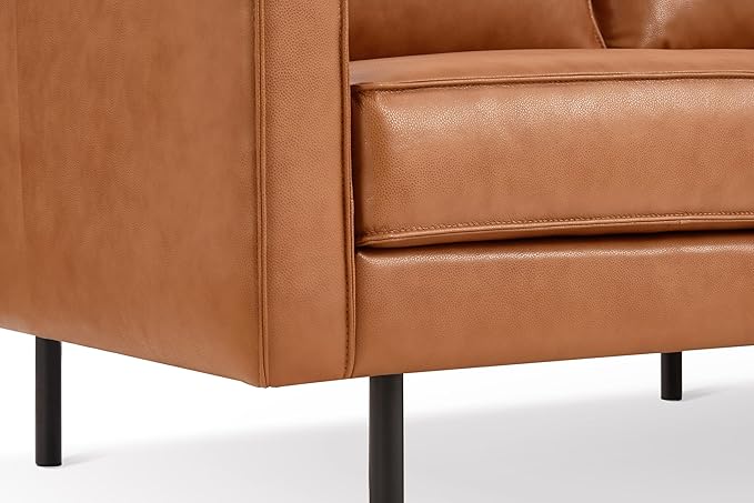 Valencia Varese 90" Full Leather Couch Cognac Tan Brown- Italian Nappa Leather Modern Cloud Couch for Living Room/Apartment Furniture