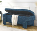 KEIKI 51" Linen Ottoman Bench with Large Storage Space, Upholstered Seating Foot Rest Stool Furniture for Bedroom, Living Room, Entryway, Dark Blue