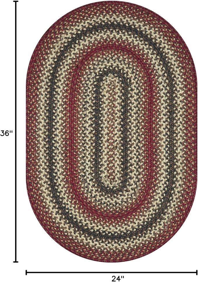 Homespice Chester Red Braided Rugs 2x3' Oval Country Style Rugs for Your Home