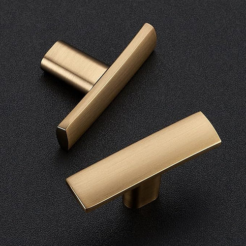 25 Pack Cabinet Handles Single Hole - Curved Cabinet Knobs Champagne Bronze Drawer Pulls for Kitchen Cupboard Solid Pulls for Dresser Drawer Arch Closet Hardware