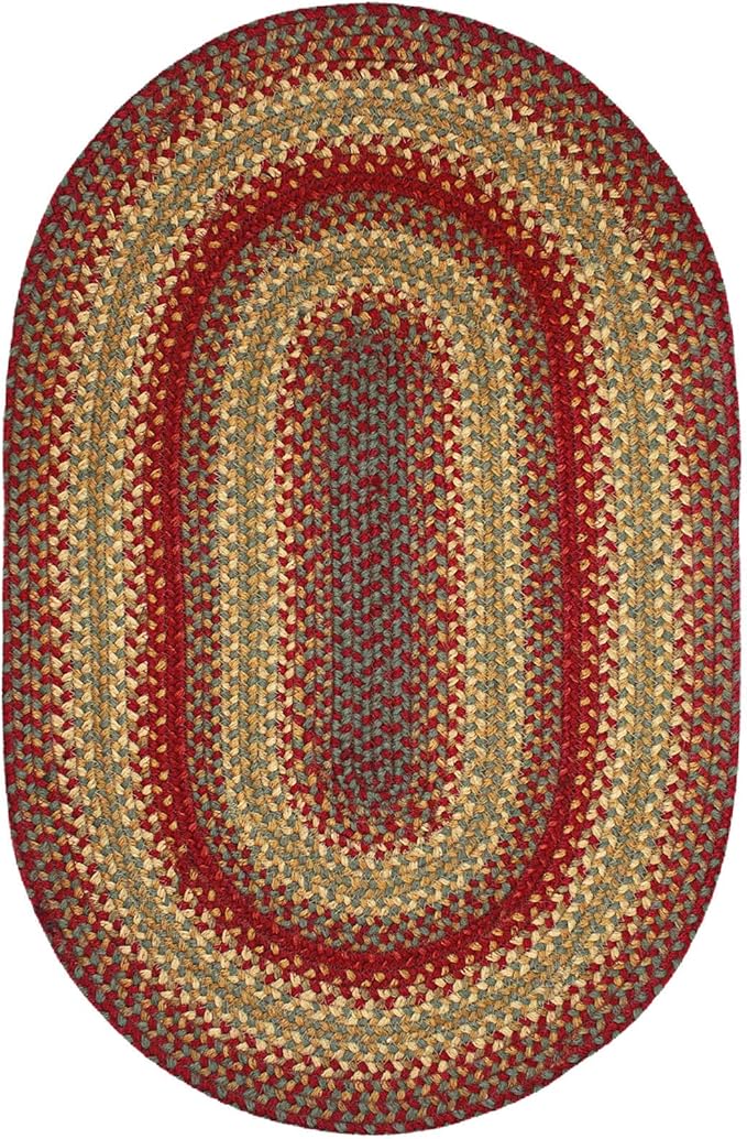 Cider Barn Cranberry Red Oval Braided Rug, Jute, 27"x45" - Perfect Country Primitive Decor for Entryway, Kitchen, Everywhere