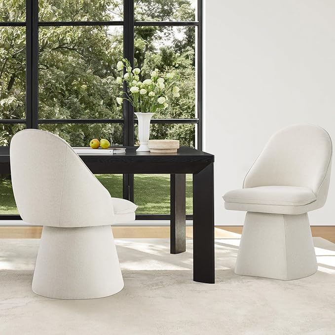 Swivel Dining Chairs Modern Desk Chair Upholstered Linen Fabric Side Chair for Kitchen Dining Room Bedroom,Linen,1 Box