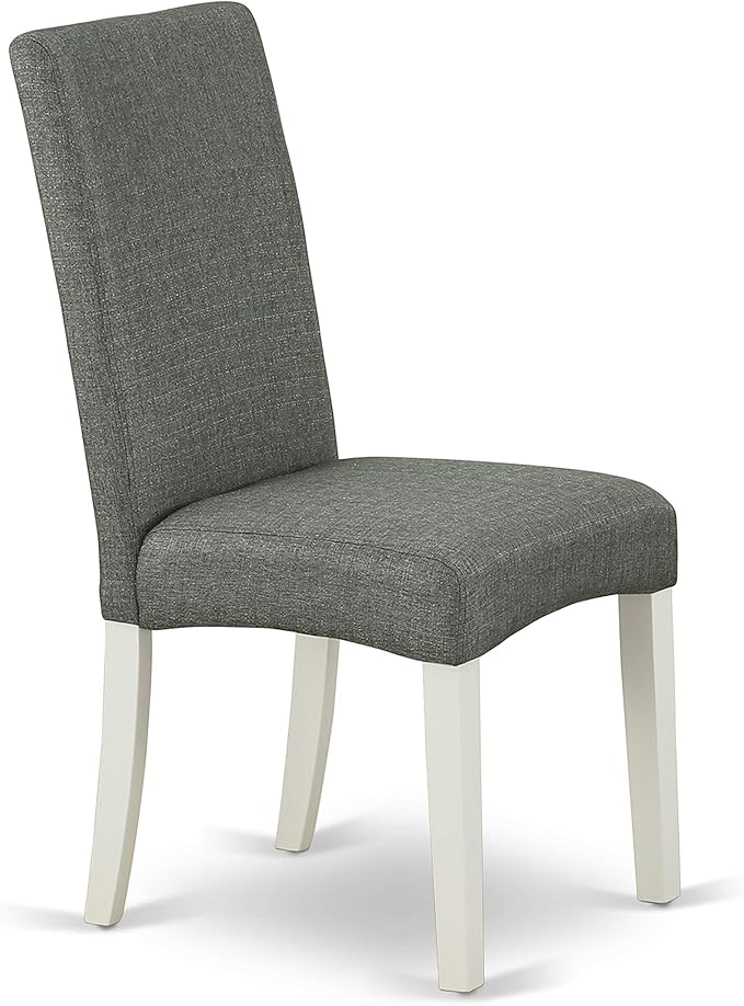 East West Furniture LGDR5-LWH-07 5 Piece Kitchen Table Set for 4 Includes a Rectangle Butterfly Leaf Dining Table and 4 Gray Linen Fabric Upholstered Chairs, 42x84 Inch, Linen White