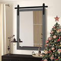 Farmhouse Wall Mirror, Rustic Wood Frame Bathroom Mirror Barn Door Inspired Decorative Vanity Dress Mirrors for Living Room Entryway, 24x36 INCH Gray Vertical