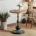 Round End Table Living Room, Vintage Side Table, Farmhouse Pedestal Table for Bedroom, Retro Wood Accent Tables for Home Decor, Patio Black