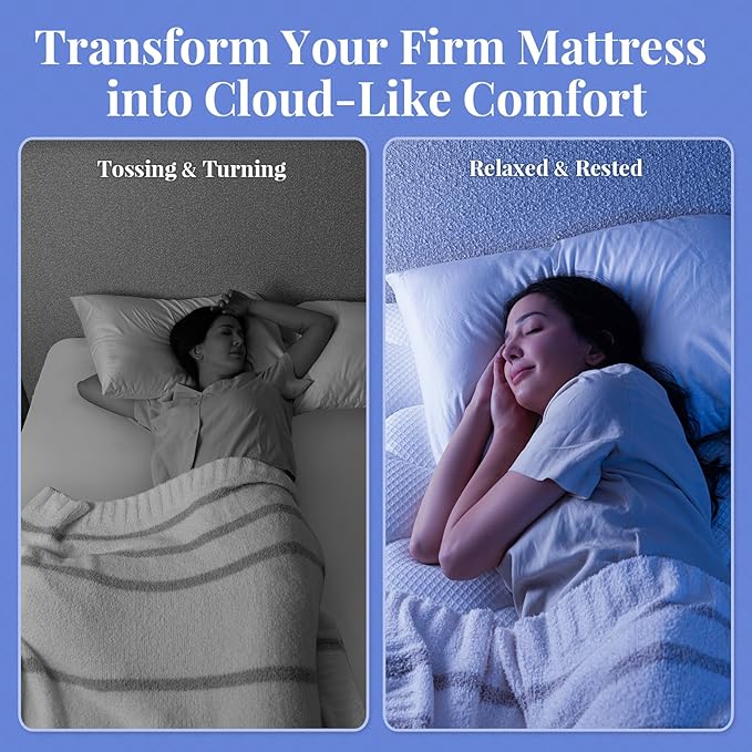 OhGeni Cooling 4 inch Dual Layer Twin XL Mattress Topper for College Dorm Room Essentials, 2 inch Gel Memory Foam, 2 inch Down Alternative Pillow Top Pad, Mattresses Cover for Bed, 6”-19” Deep Pocket