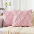 decorUhome Throw Pillow Covers 24x24 Inch Set of 2, Soft Plush Faux Fur Wool Light Pink Couch Pillow Covers, Decorative Neutral Pillow Cases for Bed Sofa Living Room Home Decor