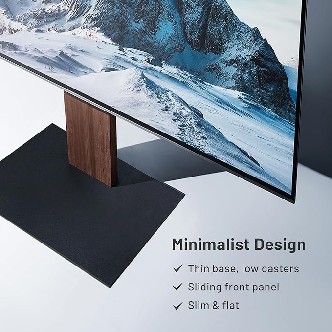 WALL V2 Caster Low Type | Minimalist Rolling TV Stand for 32–60 Inch | Walnut | Portable, Space Saving, Height Adjustable, No Drill | for Living Room and Bedroom | Japanese Design & Engineering