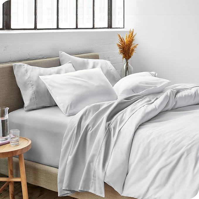 Bare Home California King Sheet Set - 1800 Ultra-Soft Microfiber Cal King Bed Sheets - Double Brushed - Deep Pockets - Easy Fit - 4 Piece Set - Bed Sheets (California King, Cloud Grey)