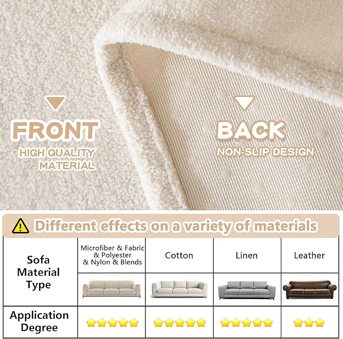 MYSKY HOME White Couch Cover Couch Covers for 3 Cushion Couch Sofa Pet Friendly Sectional Couch Covers L Shape Dog Couch Cover Protector for Sectional Sofa Covers Couch Protector, 91" x 150"