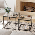 VILAWLENCE Coffee Table Set of 2, Modern Black Glass Side Table, Metal Frame Square End Table, Center Tables,Nesting Coffee Table for Living Room,Bedroom and Small Spaces