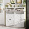 Maupvit Large Shoe Storage Cabinet with 6 Flip Drawers, Freestanding Shoe Organizer with Metal Handles for Entryway, Narrow Shoe Rack Cabinet, White