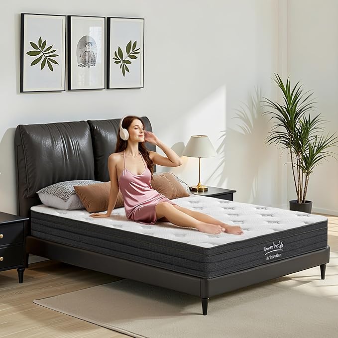 Full Size Mattress, 12 Inch 5-Zone Pocket Spring Hybrid Mattress with Gel Memory Foam for Pressure Relief & Peaceful Sleep, Medium Firm, Mattress in a Box