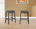 Roundhill Furniture Maroni Faric Upholstery Nailheaded Saddle Barstool, Set of 2, Gray