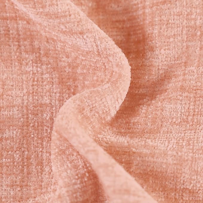 CaliTime Throw Pillow Covers Decorative 24 X 24 Inches Pack of 2 Cozy Chenille Cushion Cases for Couch Sofa Bed Living Room Home Dusty Pink
